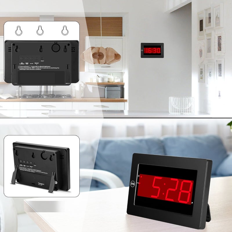 Timegyro Digital Wall Clock Battery Operated - LED Display Digital Alarm Clock Battery Powered Only, Brightness Adjustable, 12/24Hr - Image 5